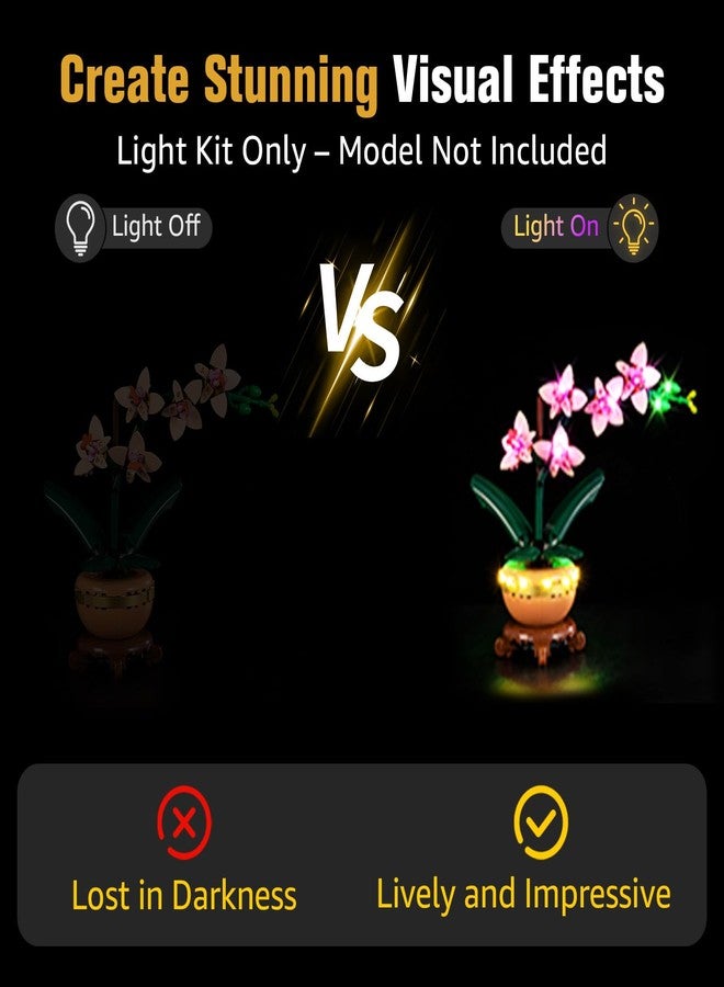 طقم إضاءة BrickSoul متوافق مع مجموعة بناء Lego Mini Orchid 10343، ملحقات إضاءة بتصميم مُحسّن لنباتات Lego، تقنية إخفاء الكابلات للعرض، غير مُضمنة في مجموعة البناء 10343 - Image 3